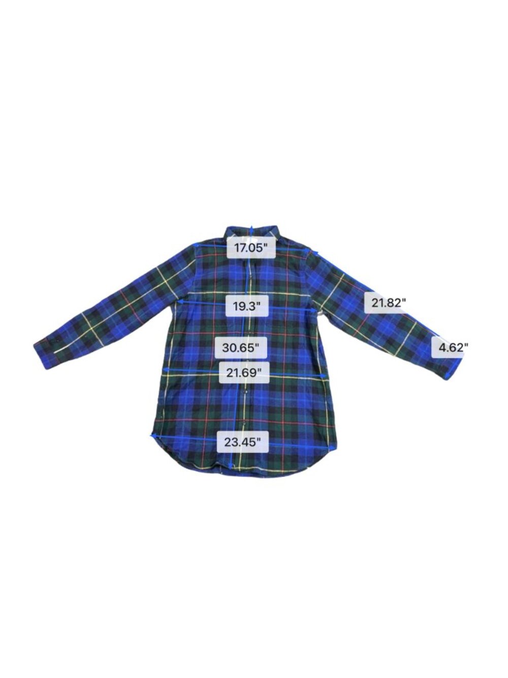 L.L.Bean Mens Blue Plaid Cotton Flannel Shirt Long Sleeve Relaxed Fit Size L - Picture 7 of 7